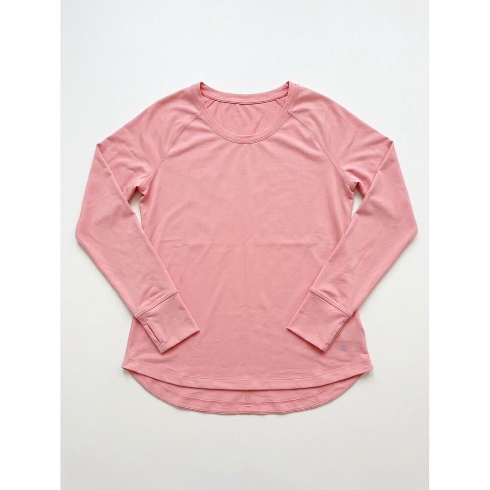 Well Calm Womens Pink Long Sleeve Athletic Shirt Running Top Thumbholes Size L